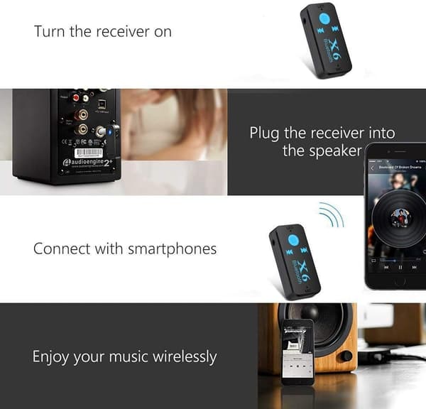 Auton kaiutinpuhelin, 3,5 mm Aux langaton Bluetooth-sovitin/vastaanotin