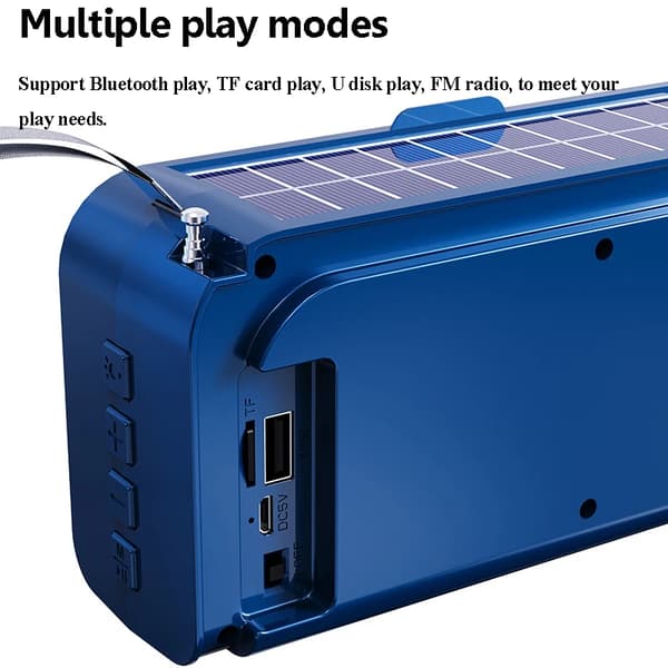 Bluetooth-aurinkohätä-FM-radiot, taskulampulla (sininen)