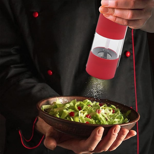 Sähkökäyttöinen merisuola- ja pippurimylly ja shaker set, paristokäyttöinen valolla ja säädettävä, 2 kpl pakkaus 2pcs red