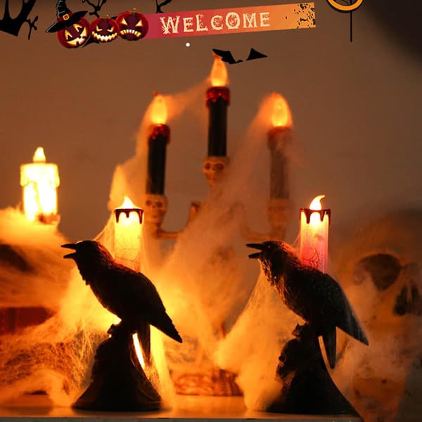 Halloween Gotisk Ravn Lampe LED Lys Festlig Orange Farve
