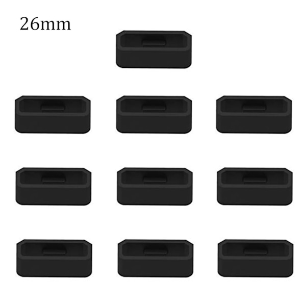 10 stk Klokkebånd Ring 18/20/22/26 mm Myk Silikon erstatning Klokkereim Spenne Loop Holder Holder For Garmin Fenix ​​6x 6s A Black