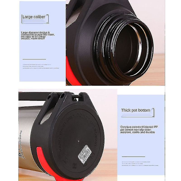 1200-4000 ml stor termokande flaske vakuumkolber Rustfrit stål isoleret vand termisk kop med rem 48 timers insalation Red 3000ML