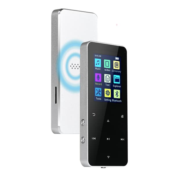 Mp4-afspiller - 8Gb kort + kablede hovedtelefoner (sølv)