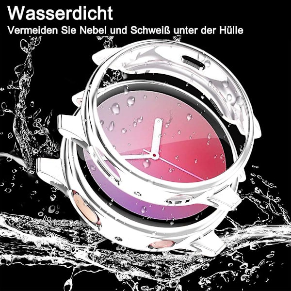 2 stk Kompatibel med Galaxy Watch Active2 etui 40mm, 2 pakker Soft Tpu Bumper Full Around Screen Protector Cover til Samsung Galaxy Watch Active 2 40mm