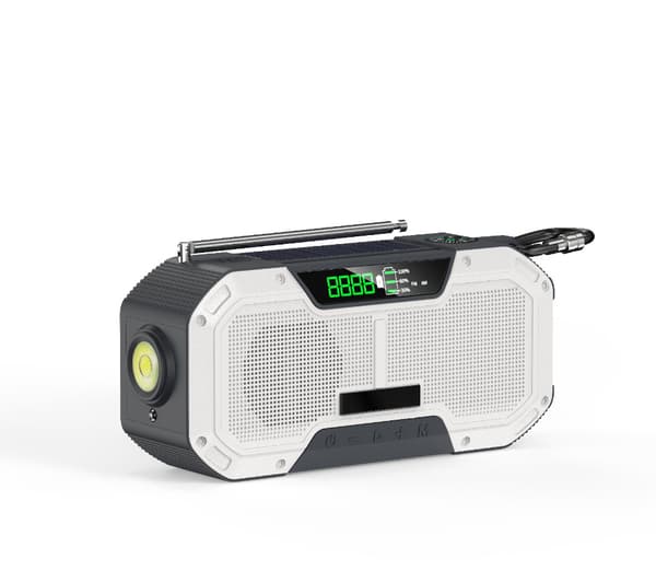 Radio Solar, LED Nødvejrradio Solenergi Nødblitzlys (Hvid)