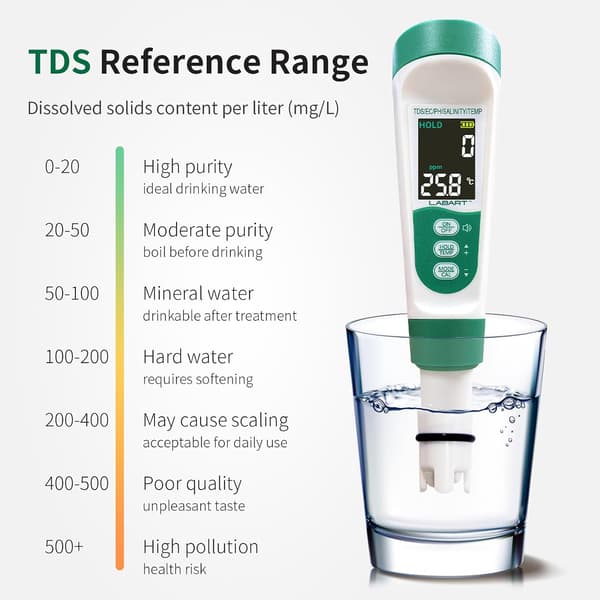 5-i-1 Digital pH-måler og TDS-tester, EC, salinitets- og temperaturmåler