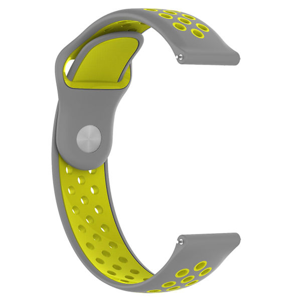 KLB-SSGJ-004 Samsung Gear Sport / Samsung Gear S2 Classic -silikoniranneke 20 mm:n soljella varustettu rannekoru Grey  Yellow