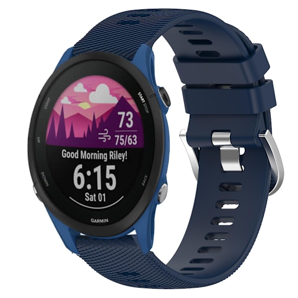 Yksivärinen silikoniranneke Garmin Forerunner 255S -älykelloon Midnight Blue