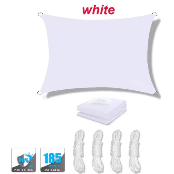 UPF50+ UV-blokkerende solskjermseil vanntett polyester White 3 x 5m