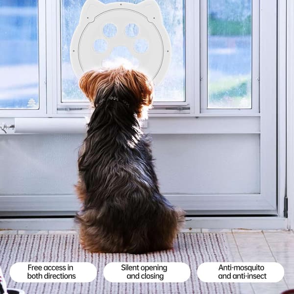 Kattedør med insektnet, låsbar til katte og små hunde (hvid)
