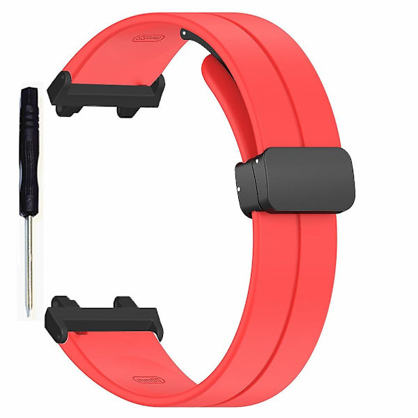 Silikone urrem magnetisk folde spænde håndledsrem til Huami Amazfit T-rex 2 Red