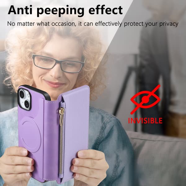Fodral för iPhone 16 Plus Sugkopp Adsorption Flip Cover Magsafe Skyddsfodral Purple