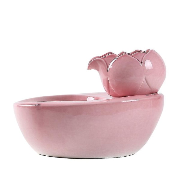 Keramisk kæledyrsvanddispenser - Lotus Vertical Cat Drikkefontæne pink