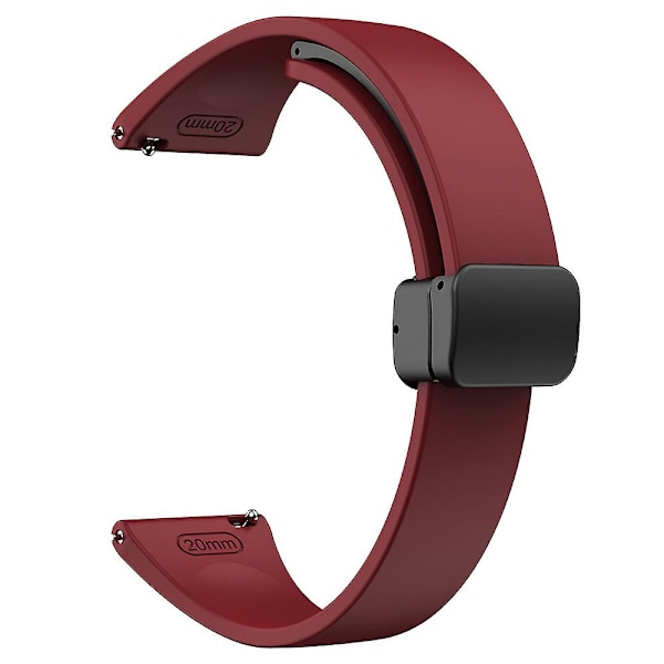 Silikonebånd til Samsung Galaxy Watch6 / Watch6 Classic / Watch 5 Pro / Watch4 Classic, Magnetisk foldelukkespænde 20mm rem Wine Red