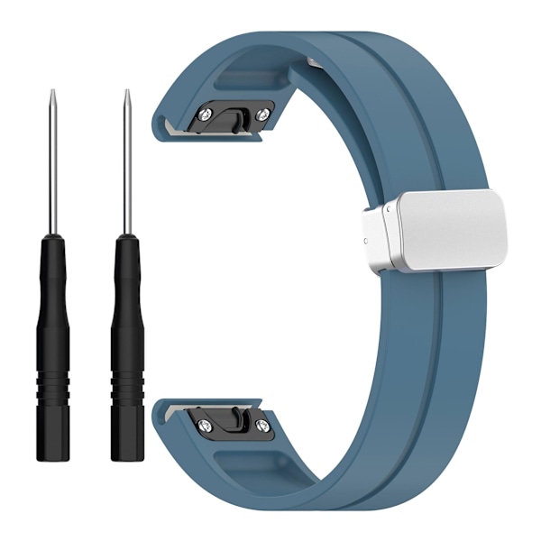 Silikoninen 26 mm taittuva hopeasolki ranneke Garmin Fenix 7x/7x Solar/tactix 7 Pro -kellolle Blue