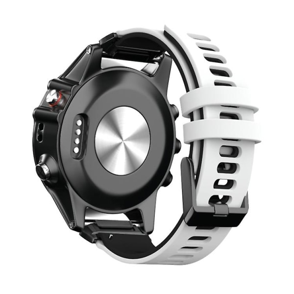 Til Garmin Fenix ​​7x To-farvet Silikone Quick Release Watch Band QFF White Black