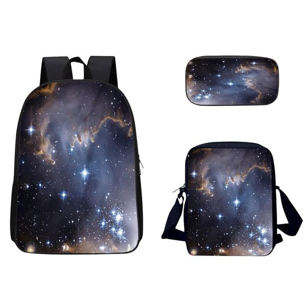 3D Sky Pattern Skoleveske Pustende Reise Utendørs Multifunksjonell Veske 3PC M
