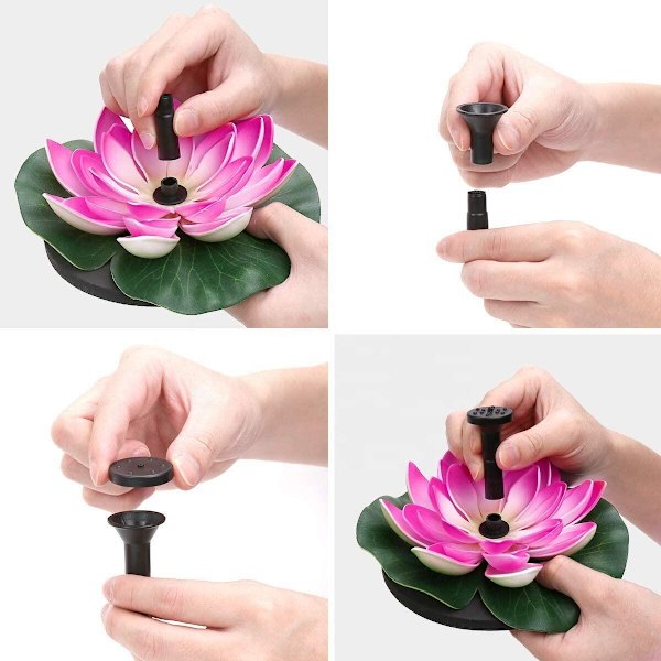 Lotus-suihkulähdepumppu kelluva koriste, sopii puutarhaan, lintukylpyyn, vesiaiheeseen, akvaarioon (2,5 W)