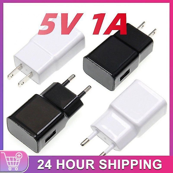 1kpl seinälaturi 5v/1a 1 portti kannettava power Universal USB lataus Us/eu-pistoke matkasovitin puhelimen laturi iPhonelle 05 1A US white