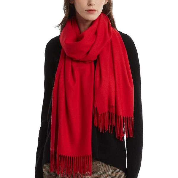 Dame vintertørklæde Cashmere Feel Pashmina Sjal Wraps Bløde varme tæpper tørklæder red