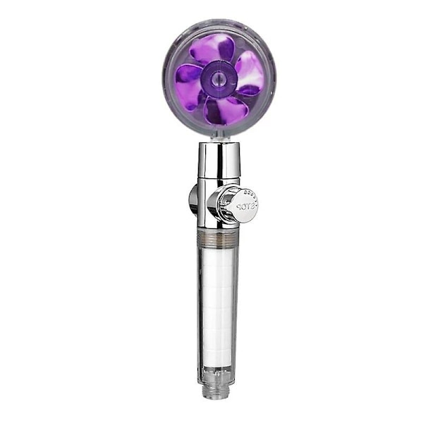 Propel brusehoved højtrykssæt 360 roter med 1 gratis vandfilter gylden blæser turbolader ren regnspiral helix øko bruser Purple