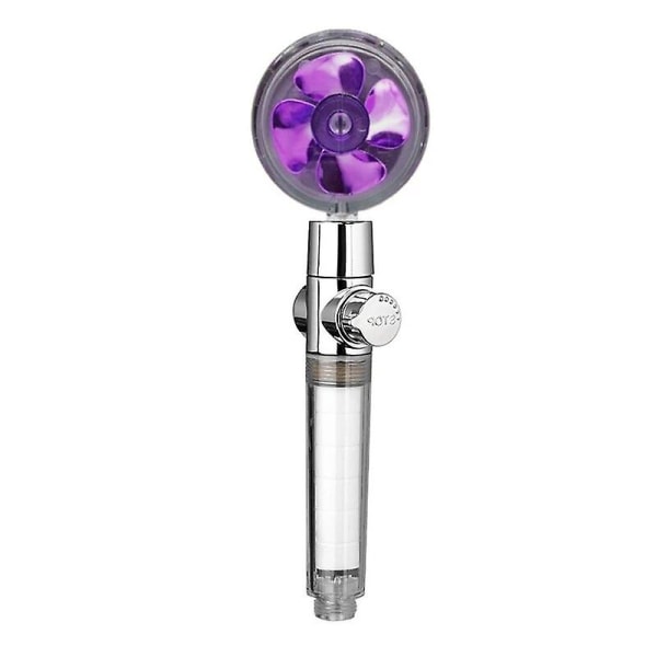 Propeller duschhuvud set 360 rotera med 1 gratis vattenfilter guldfläkt turboladdare ren regn helix eco shower Purple