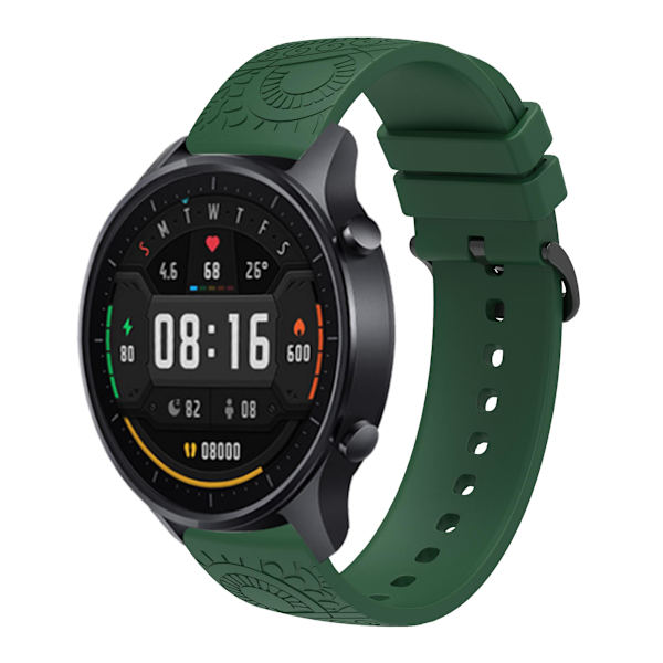 20mm kuvioitu silikoniranneke Garmin Vivomove/samsung Gear Sport/pebble 2/huawei Watch 2 -kellolle Blackish Green