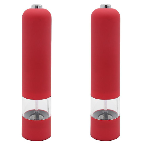 Sähkökäyttöinen merisuola- ja pippurimylly ja shaker set, paristokäyttöinen valolla ja säädettävä, 2 kpl pakkaus 2pcs red