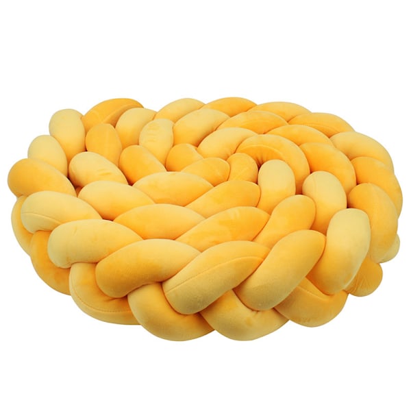 Baby Krybbe Pude, Håndlavet Blød Flettet 3-Strenget Pude (Orange Gul, 2M)