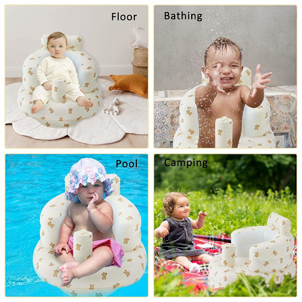 Oppustelig babybade stol, PVC med luftpumpe (Tulipan)