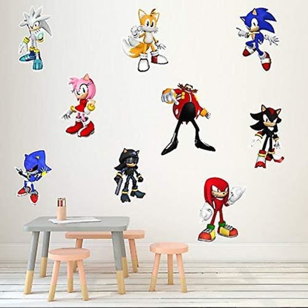 Sonic Game-klistremerke Tegneserie for barn Soverom Bakgrunn Veggdekorasjon Selvklebende veggklistremerke Pvc