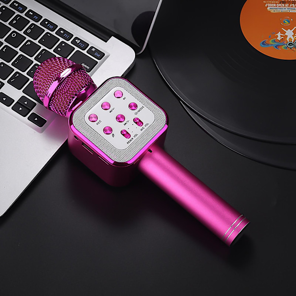 Bluetooth trådløs mikrofon LED-lys Håndholdt Karaoke ABS lydmikrofon for KTV Rose Golden