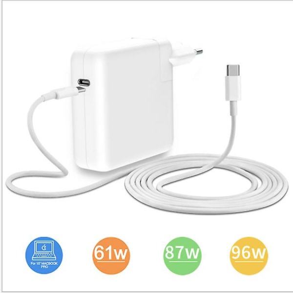 87w Power för Apple Macbook USB Typ C till C Laddare Pd Power +typc C till Typ C-kabel (2m)