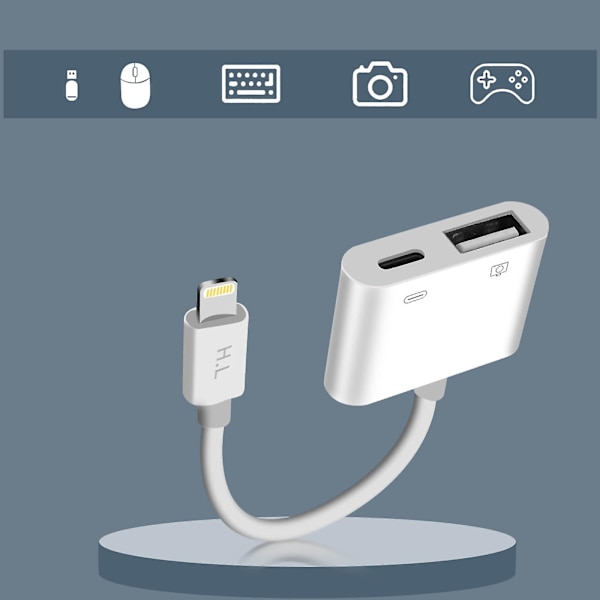 Kompakt Lightning Charge Adapter til IPhone/iPad Lightning til USB - Hvid