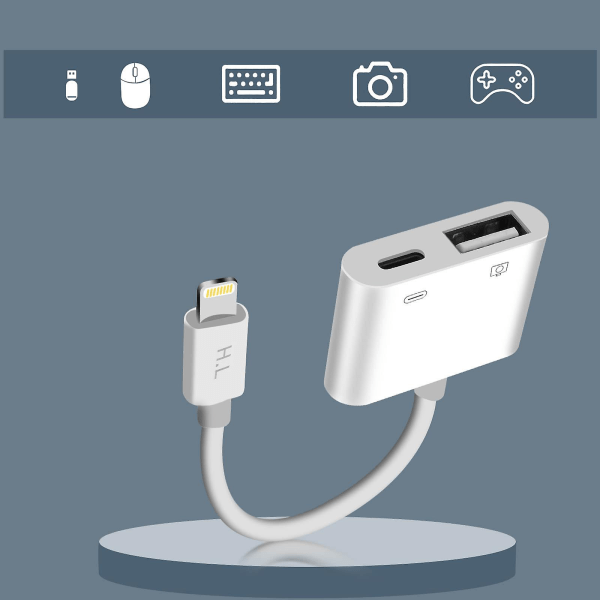 Kompakt Lightning Laddningsadapter för IPhone/iPad Lightning till USB - Vit