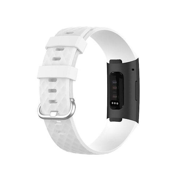 18mm hopeanvärinen solki TPU rannekoru Fitbit Charge 4 / Charge 3 SE -kellolle, koko: L White