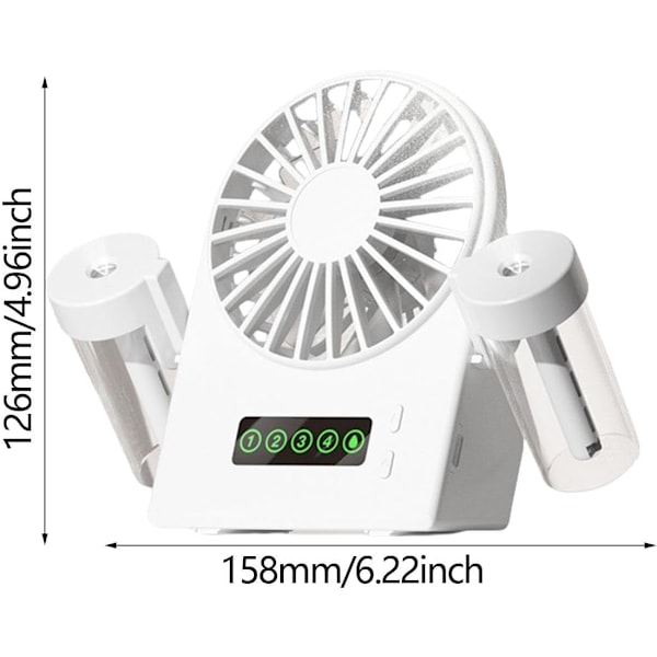 Fläkt - Dubbel Spray Dimfläkt Digital Display Med Avtagbar Vattentank (Vit)