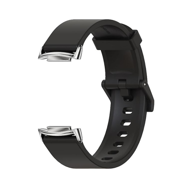 Til Fitbit Charge 5 Mijobs Soft Silicone Watch Band FNH Black-Silver