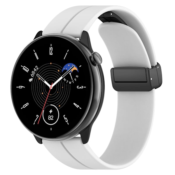 Magnetisk folde spænde 20mm silikone rem ur rem til Huami Amazfit Gtr Mini/ Gts 4/3/2 / Bip 3 White