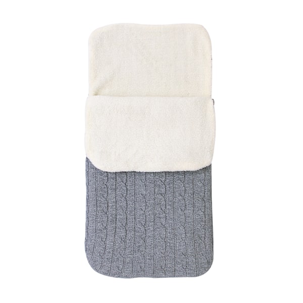 Nyfødt babyteppe, strikket sovepose i konvoluttstil, egnet for 0-12 måneder (Mellomgrå)