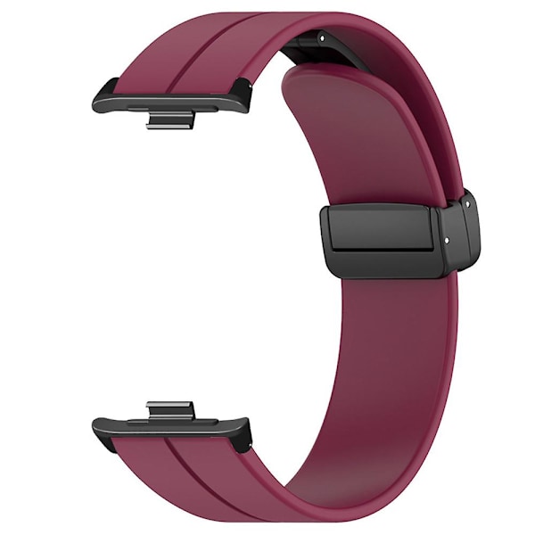 Silikonklokkearmbånd for Xiaomi Smart Band 8 Pro, med magnetisk foldespenne Wine Red