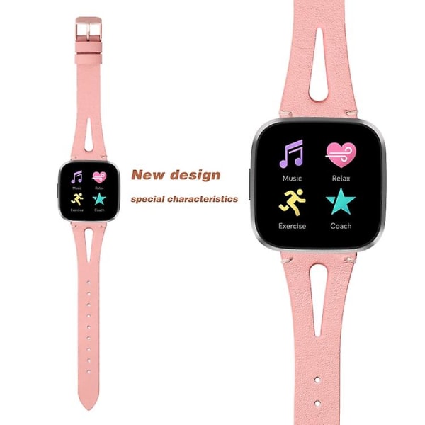 Til Fitbit Versa 2 læder urrem med midteråbning IDZ Pink