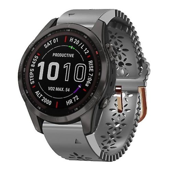 Garmin Fenix ​​7s Sapphire Solar 20mm Lady's silikonikellon watch ja pitsirei'itys DUM Grey