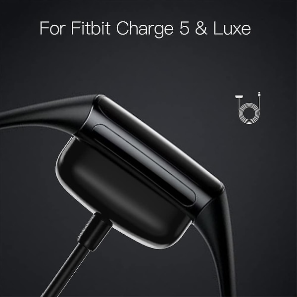 Lader kompatibel for Fitbit Charge 5, erstatning for USB-laderadapter Ladeledning Ladekabel for Charge5 Advanced Fitness & Health Tracker (2-pc.