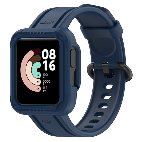 Passer til Redmi 1/Mi Watch Lite/Redmi 2/Mi Watch2 Lite Monokrom Silikon Integreret Urrem Midnight Blue
