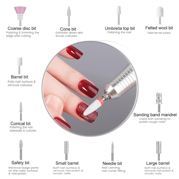 45000Rpm Uppladdningsbar Portabel Nagelfil Elektrisk DIY Nagelborr Kit Med Smart LCD-Skärm Dazzle