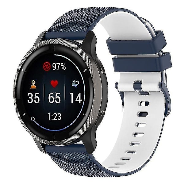 Klokkestropper for Garmin Vivoactive 4/Garmin Forerunner 255 klokkebånd Grid Texture erstatningsklokke Navy Blue White B Garmin Forerunner 255