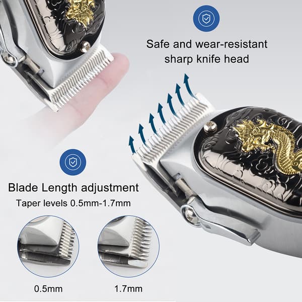 Hårtrimmer, med LED-display, professionelt ledningsfrit barbersæt (sort guld)