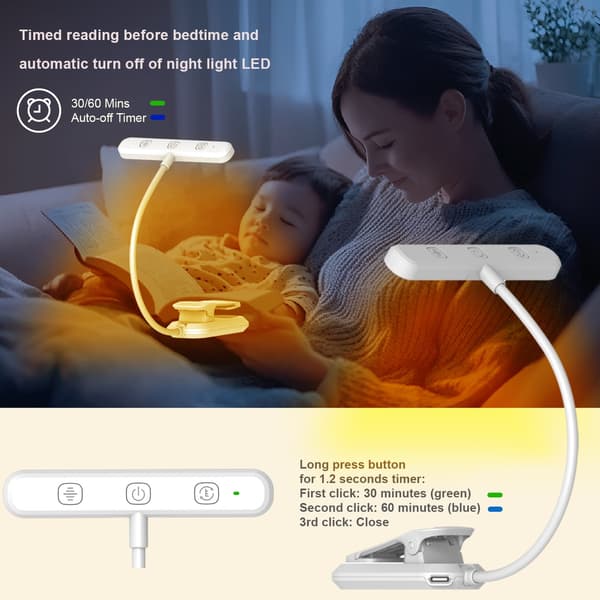 LED leselys - med 25 LED, fleksibel svanehals klipslys (hvit)