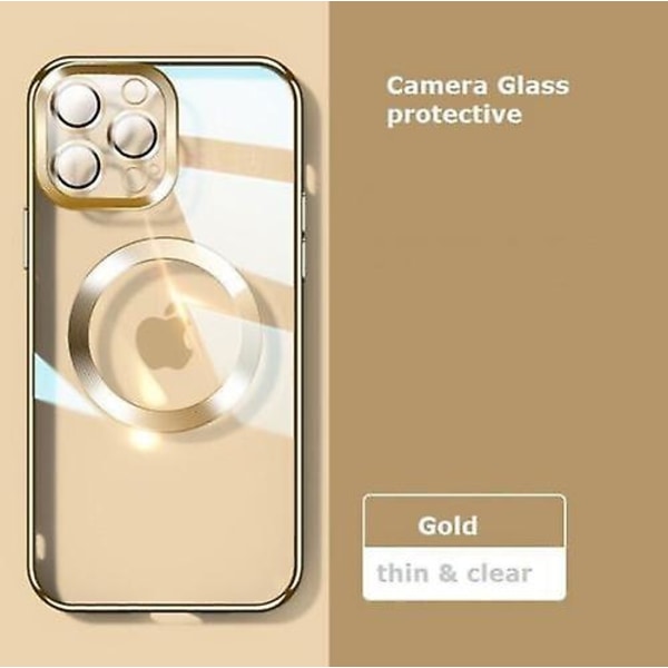 Ny version 2.0 ren linse til etui med kamerabeskytter For iPhone 12 Pro Max Gold